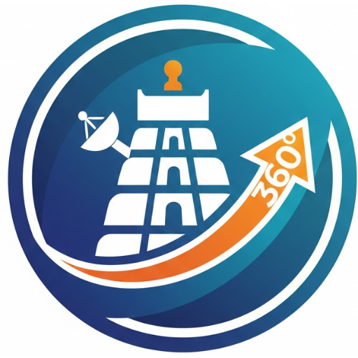 Circular site icon for Tamil Nadu Today 360 with temple and 360-degree arrow